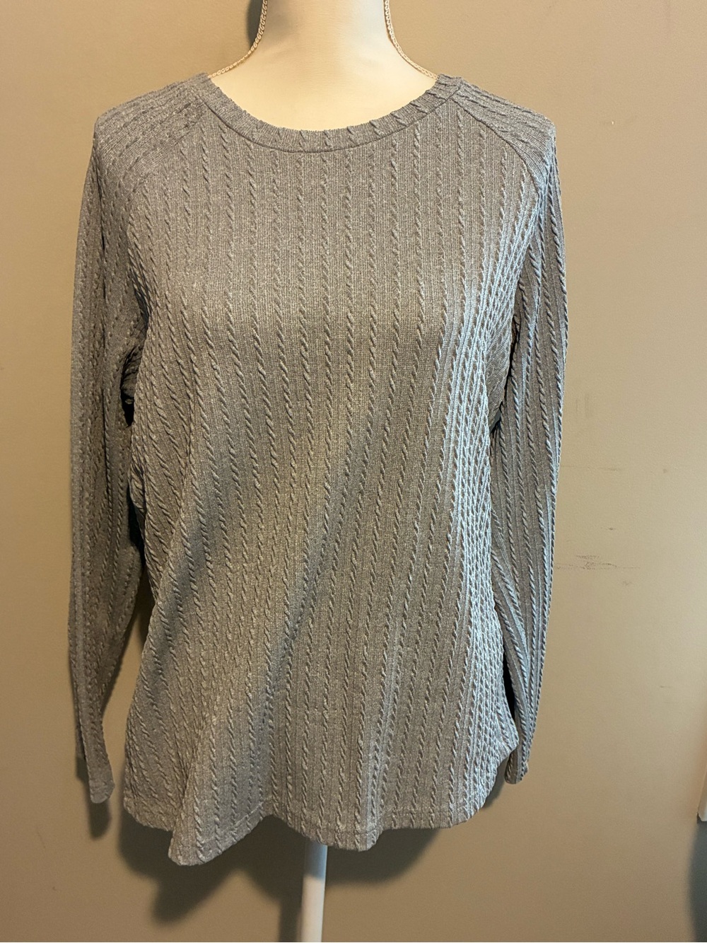 Light Gray Textured Long Sleeve Top